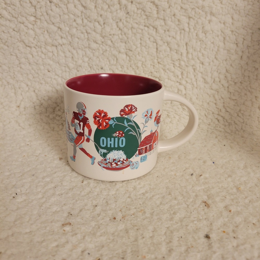 Starbucks Discovery Series Ohio State Mug 14oz Red Interior Ceramic 2024 New